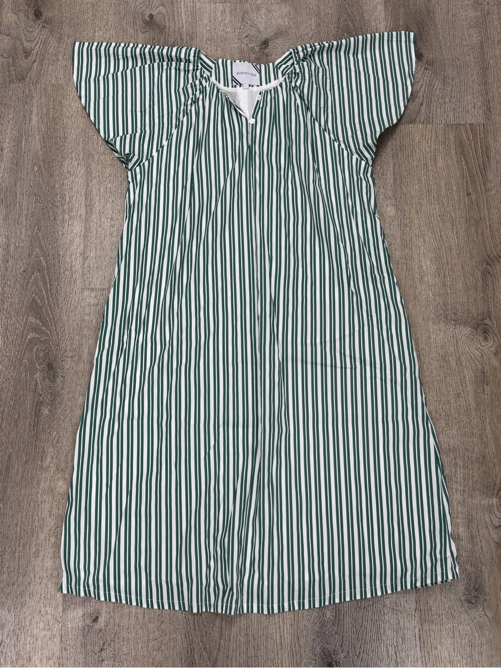 Addison Bay Grace Dress Striped Flutter Sleeve Cotton Poplin Midi Dress